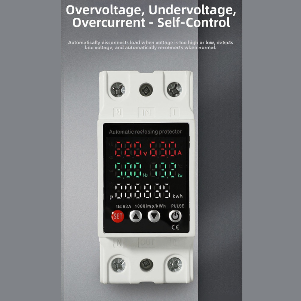 Voltage Safety Meter with AC80 300V Operating Range and 63A Load Capacity