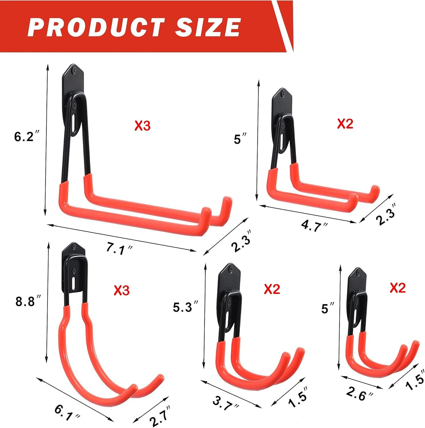 Wallmaster 7-Pcs Boltless Shelving Hooks, 400lbs, Adjustable Garage Storage