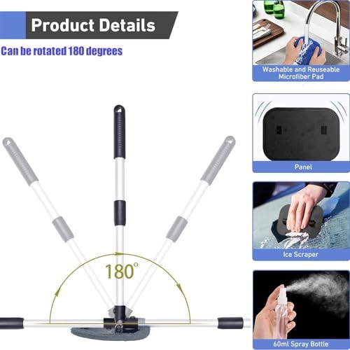 Windshield Cleaning Tool, Car Window Cleaner Windshield Cleaner with 4 Gray