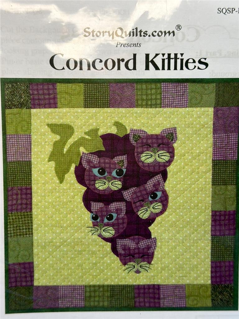 STORYQUILTS.COM Quilt Pattern CONCORD KITTIES Garden Patch Cats Block 21 - 18"