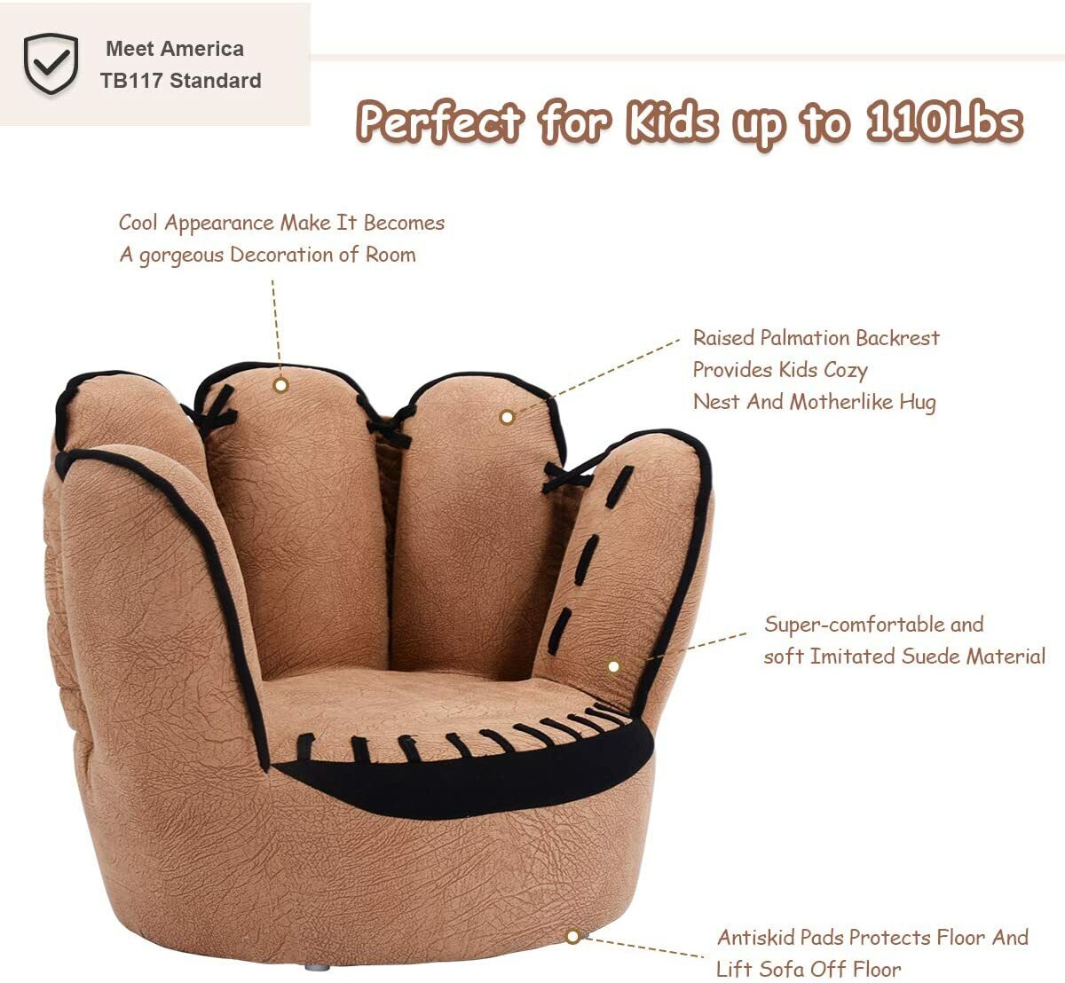 Children Sofa Kids Baseball Glove Chair Living Room Furniture Home Comfort Seat