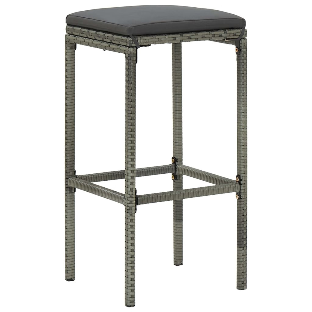 Bar Stools with Cushions 6 pcs Gray Poly Rattan