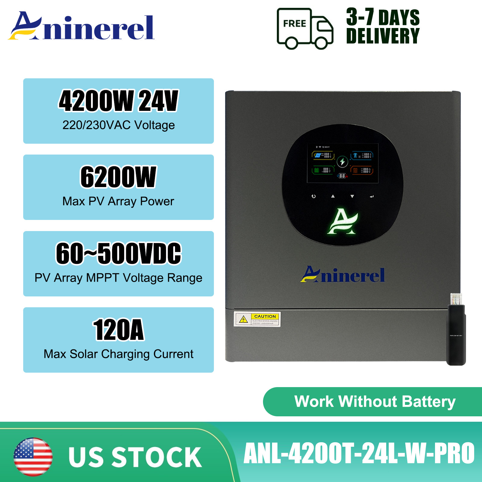 4200W 24V ON/OFF GRID HYBRID SOLAR INVERTER MPPT 120A CHARGER CONTROLLER 230Vac