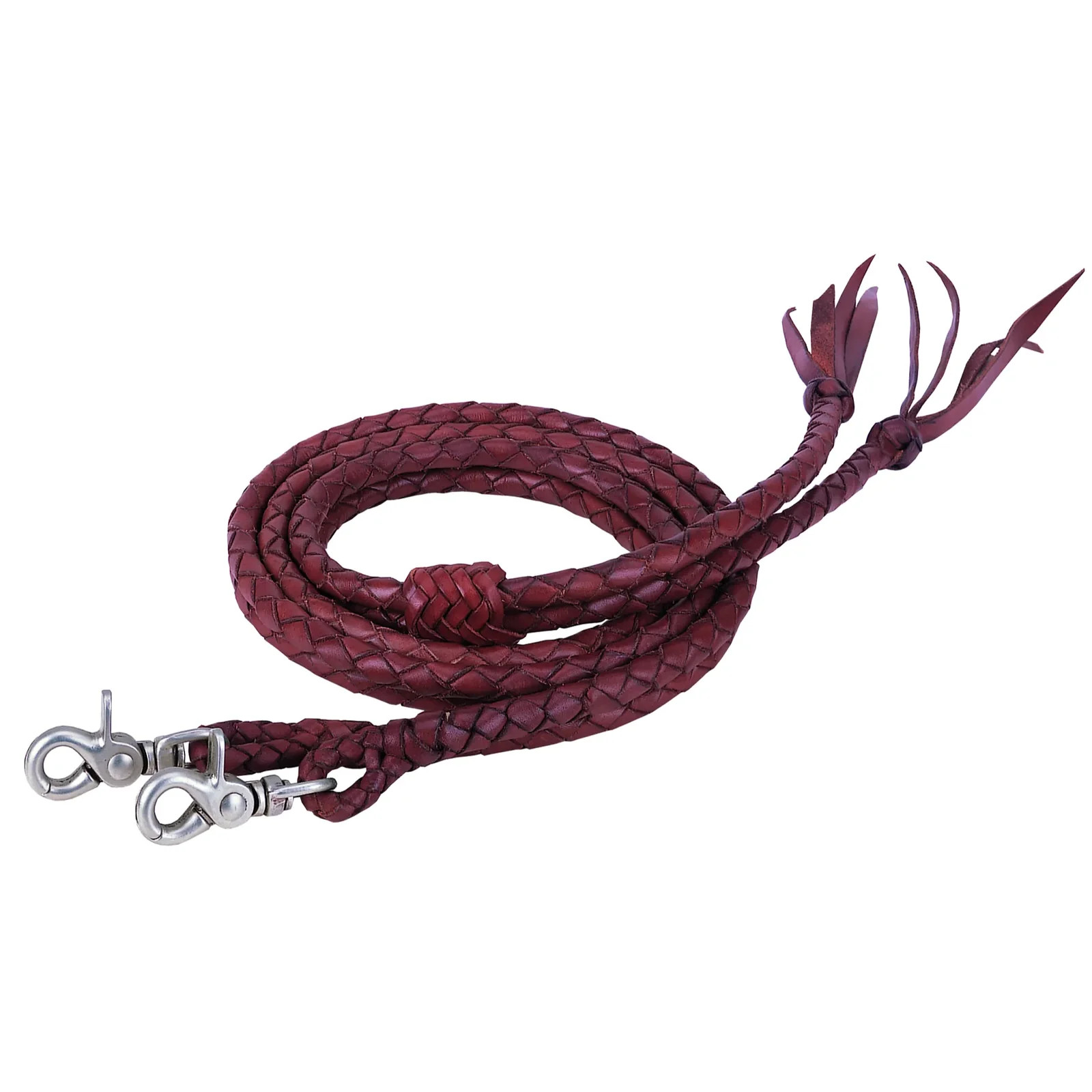 Weaver Leather Round Braided Latigo Split Reins - 1/2 inch x 7 feet - Brown