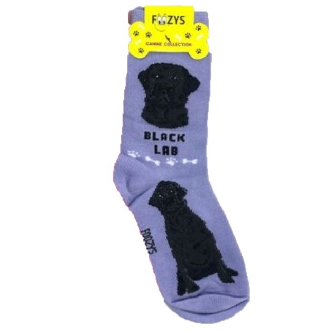 Black Lab Foozys Fun Novelty Crew Socks (1 Pair - Purple)