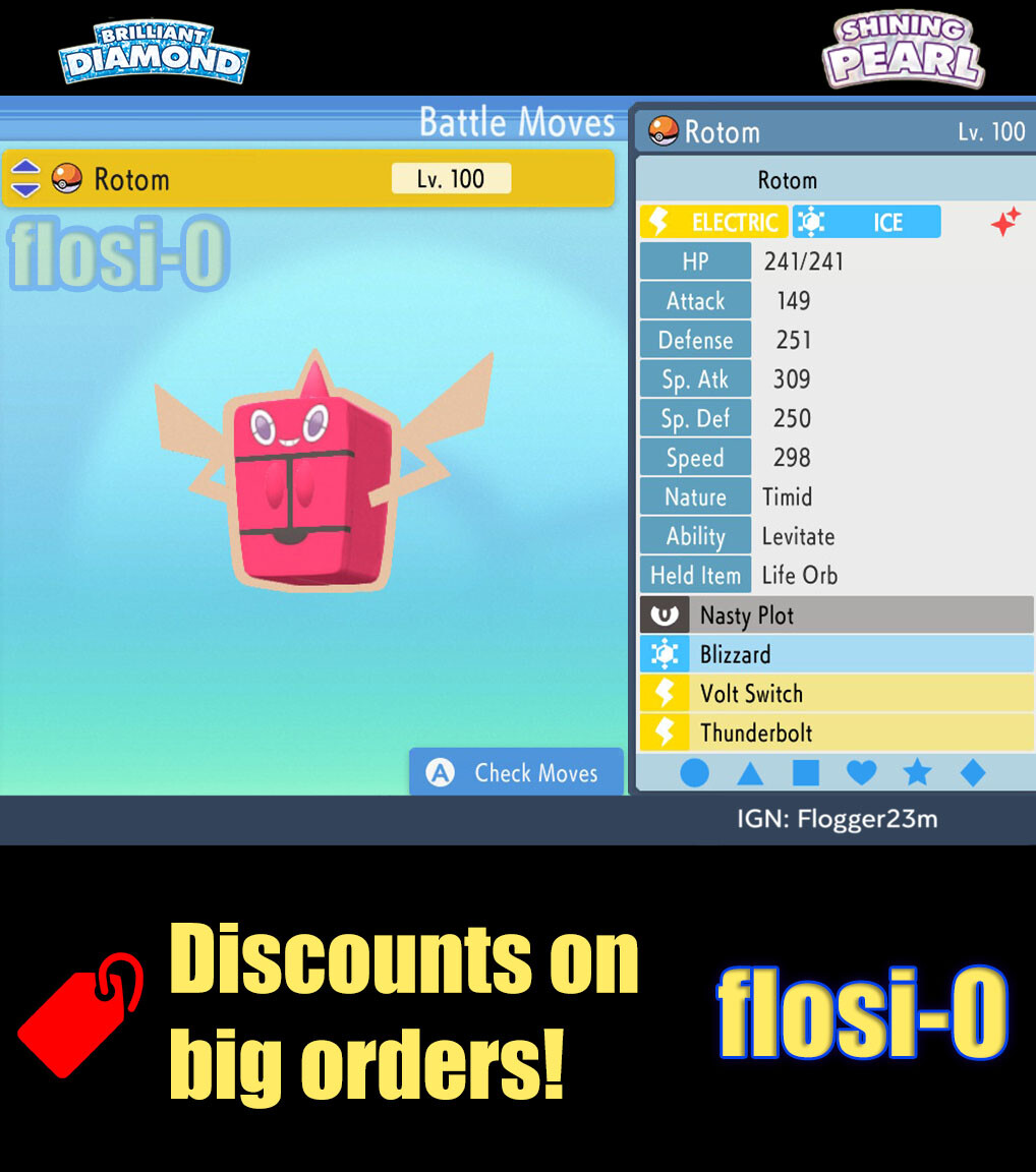6IV Shiny Rotom Frost Pokemon Brilliant Diamond and Shining Pearl