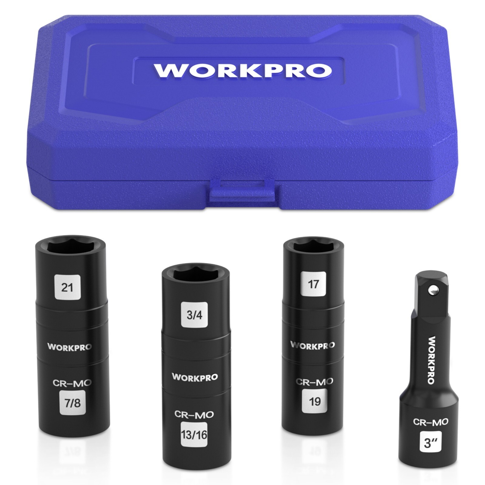 4PCS Impact Socket Set 1/2" Drive, Lug Nut Socket Set Cr-Mo Steel Polished