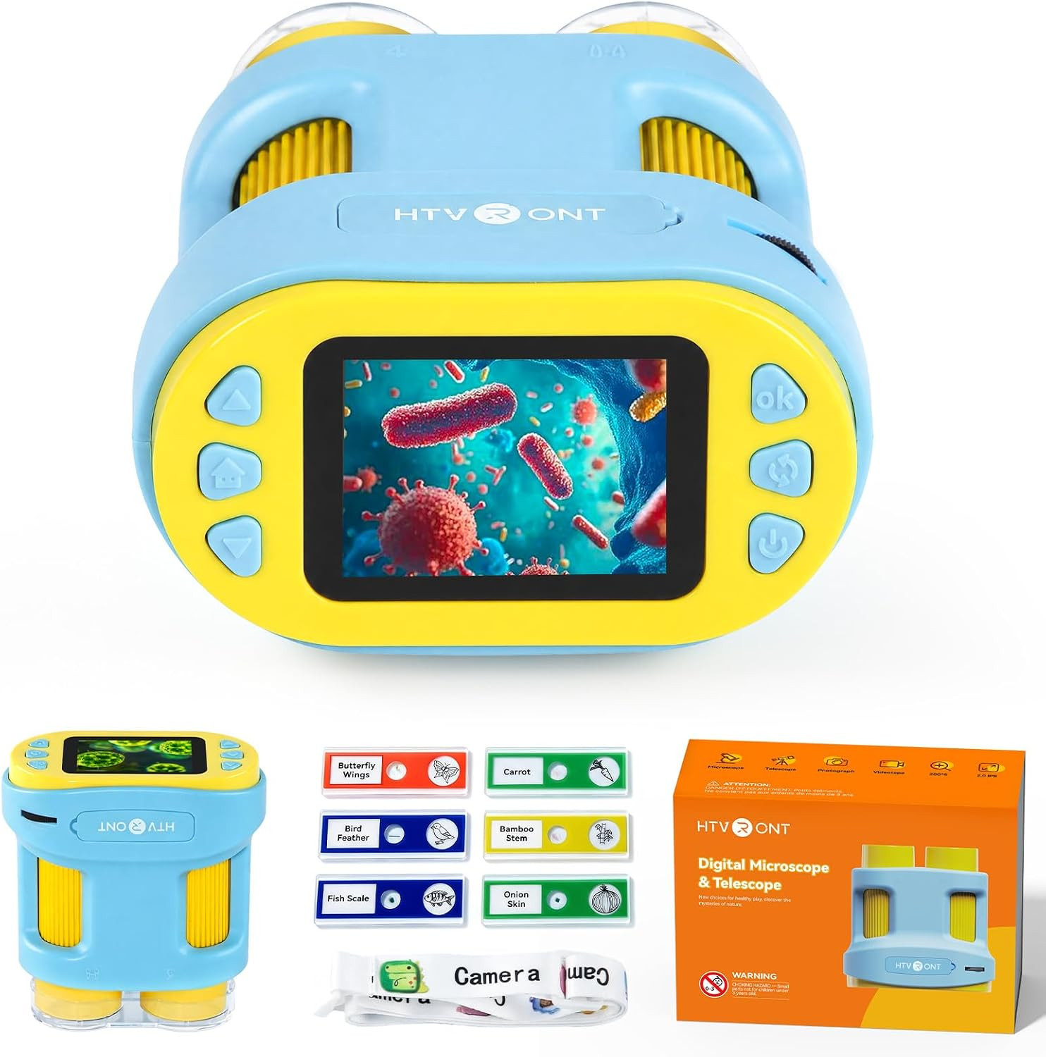 Handheld Microscope for Kids -  1000X Kids Microscope 2.0" HD Screen | 2-In-1 Mi