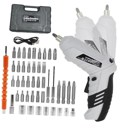 Cordless Screwdriver, 48 in 1 Electric Screwdriver, Rechargeable 3.6V Grey