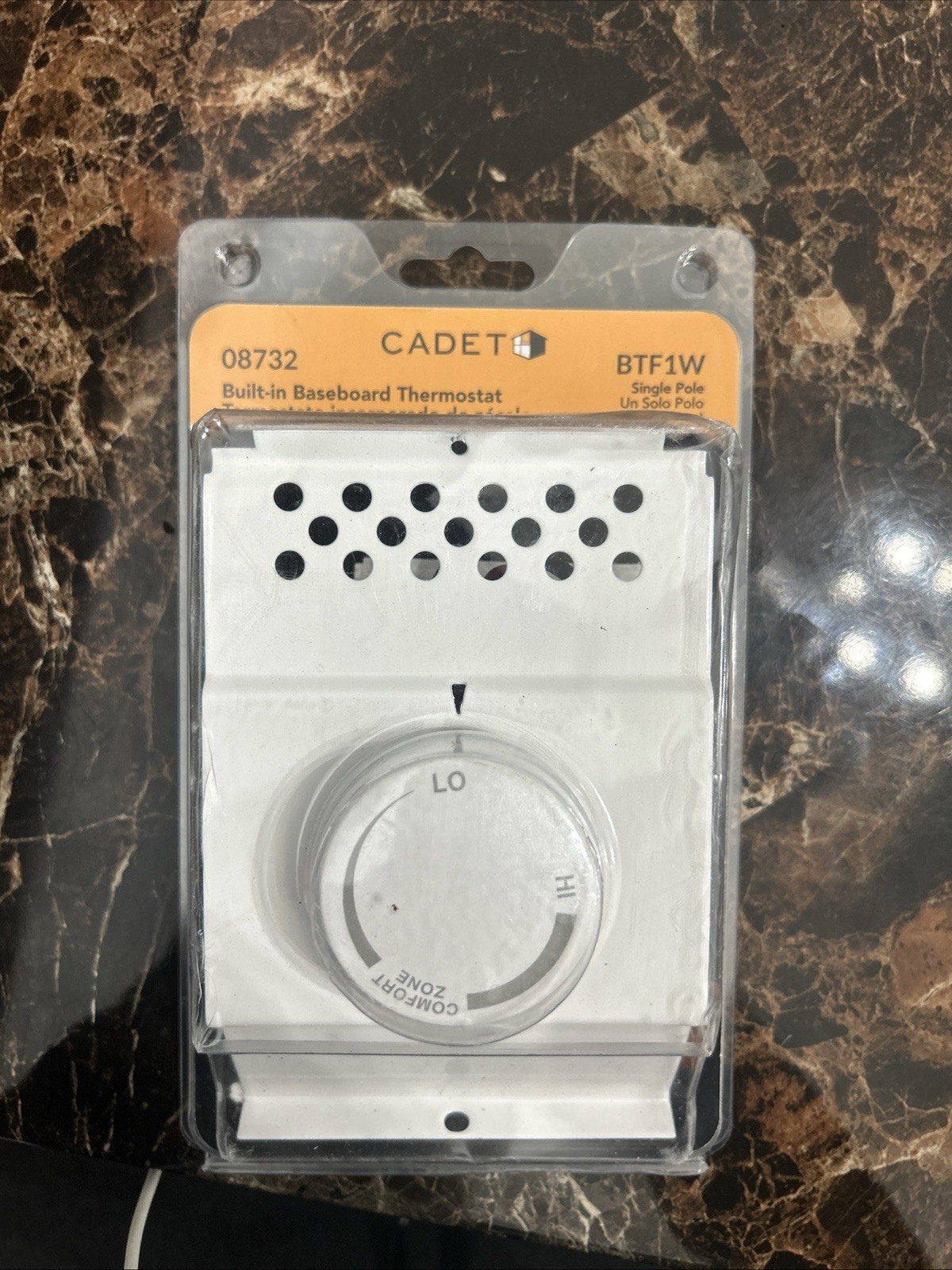 Cadet BTF1W Single Pole, Line Voltage Baseboard Thermostat - White (08732)