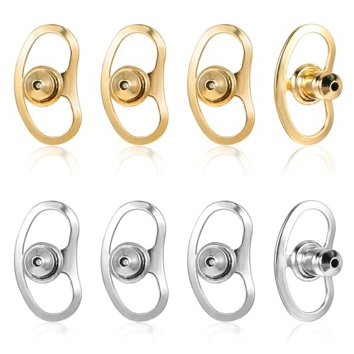 Earring Lifters Backs, 8 Pcs Earring Backs for Droopy Ears Locking Earrings