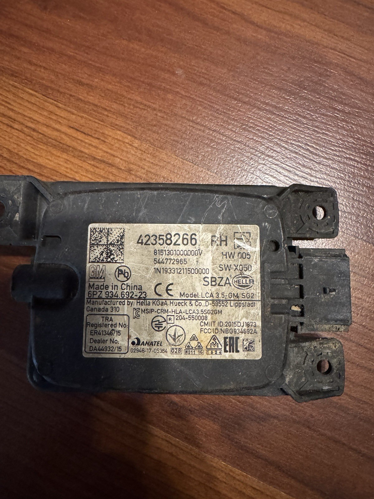 OEM GM RH Right Blind Spot Radar Sensor Module 42358266 Hella LCA 3.5-GM-SG2