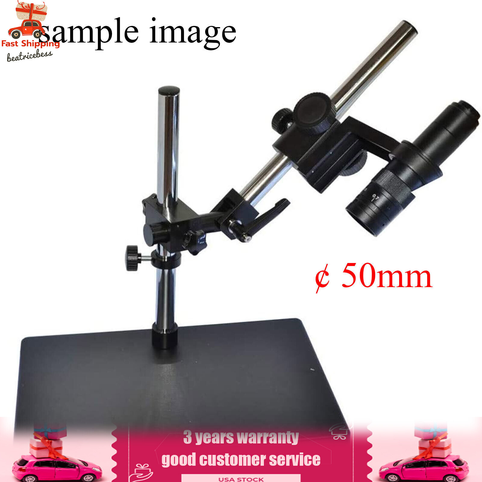 Microscope Camera Boom Stereo Arm Table Stand Adjustable Holder 10-265mm