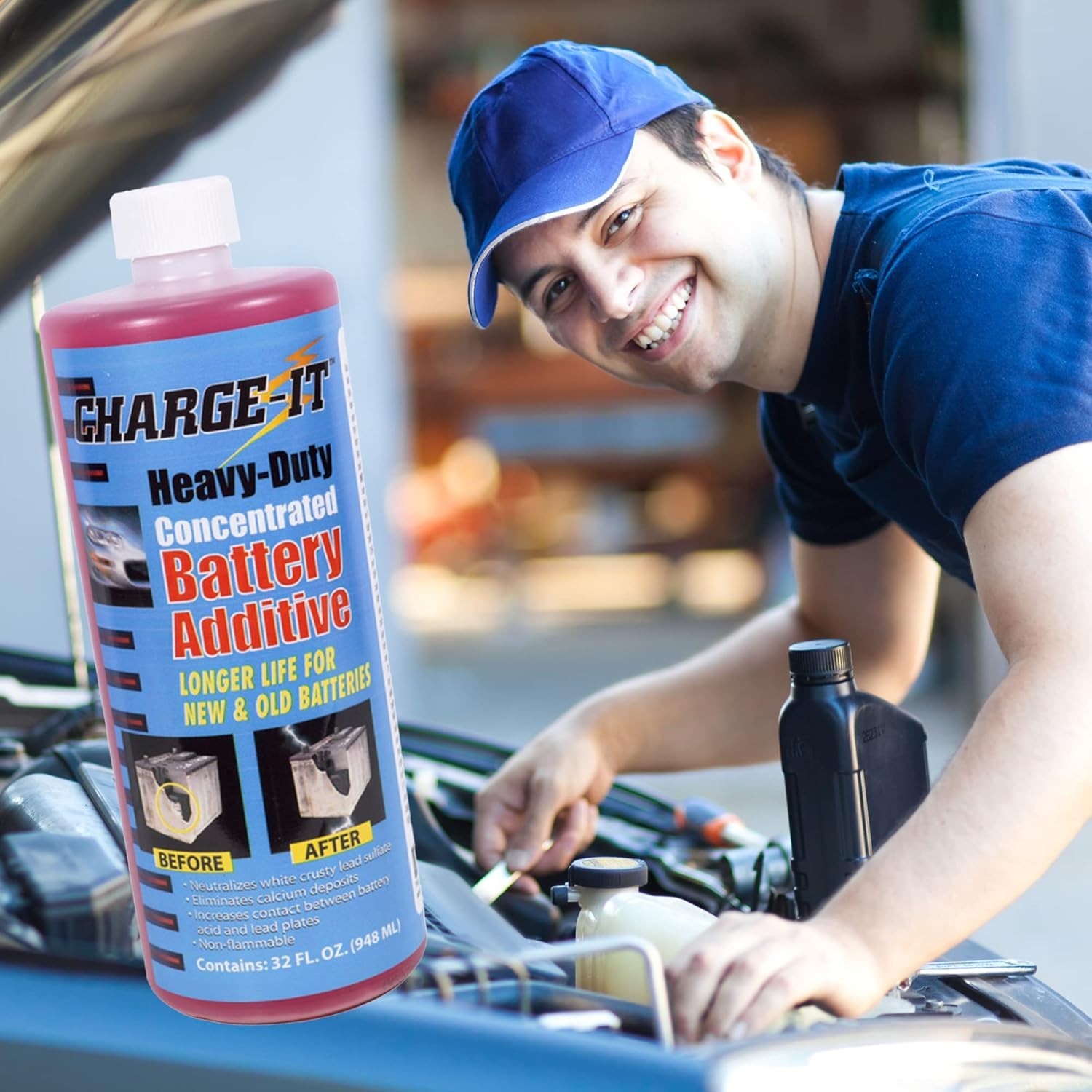 Charge-It Battery Additive Heavy-Duty Concentrate 32 fl oz, Desulfator, React...