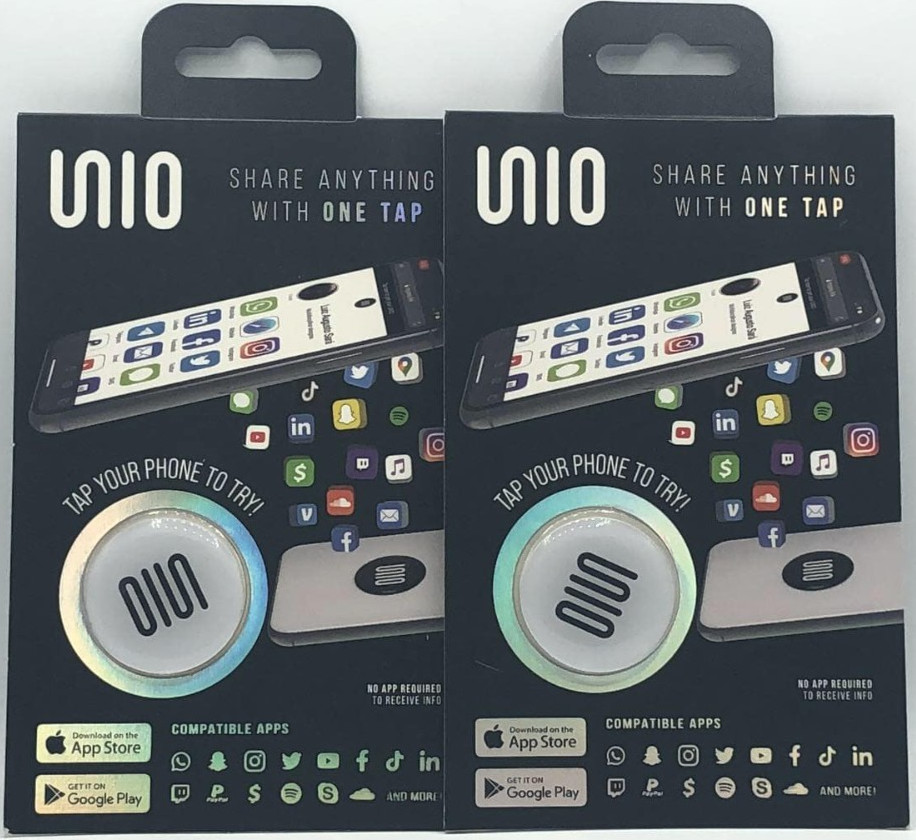 2PK Unio Digital Information Sharing ~ 2 Phone Tags TTL ~ Clear ~ FAST SHIP