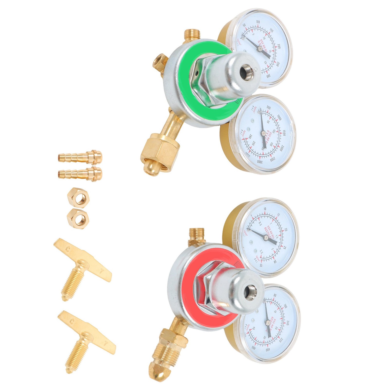3" Acetylene (CGA-200)＆Oxygen (CGA-540) Welding Regulators Pressure Gauge Brass