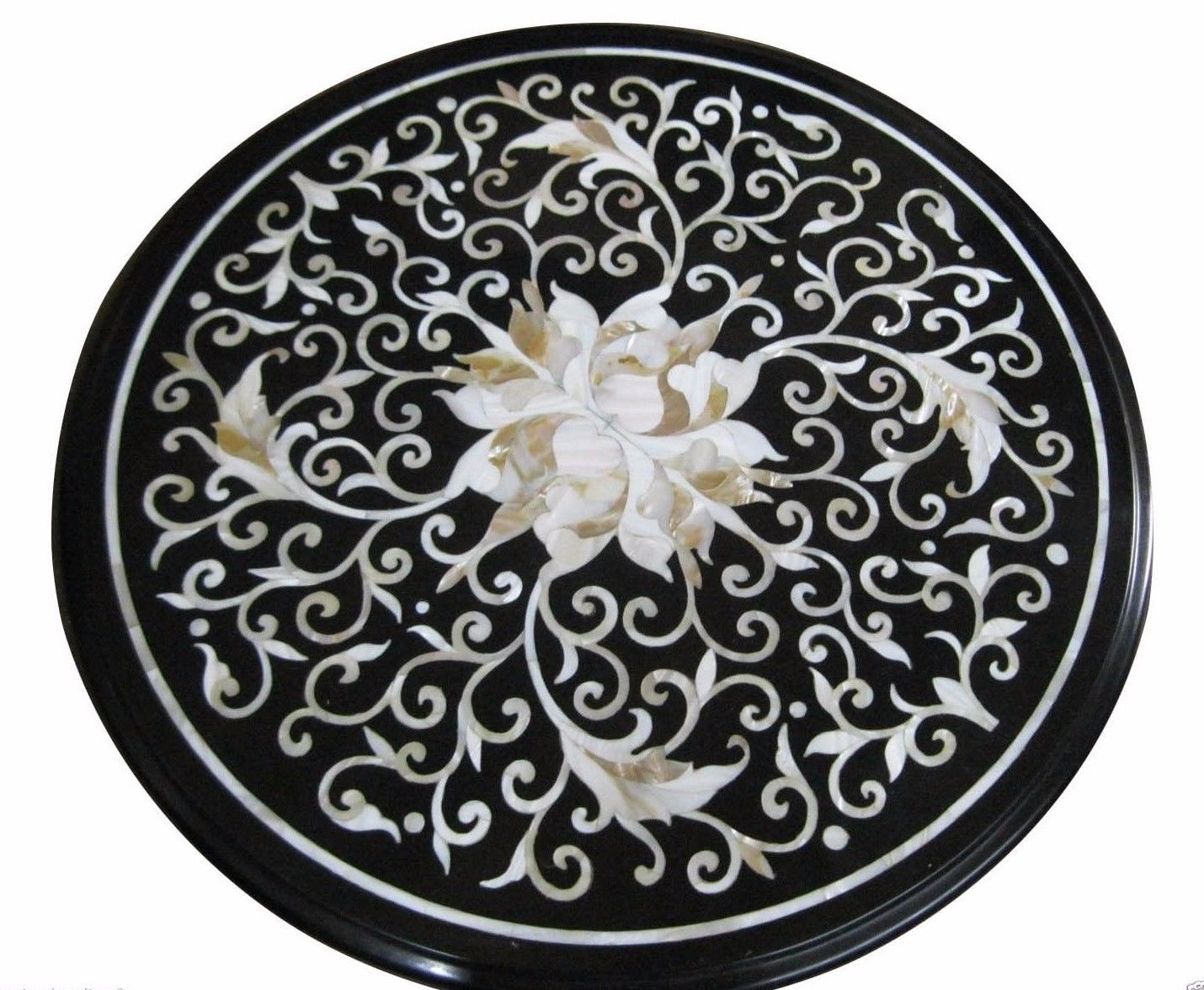 12" Pietra dura Handmade Inlay Work Marble Side End Table Top