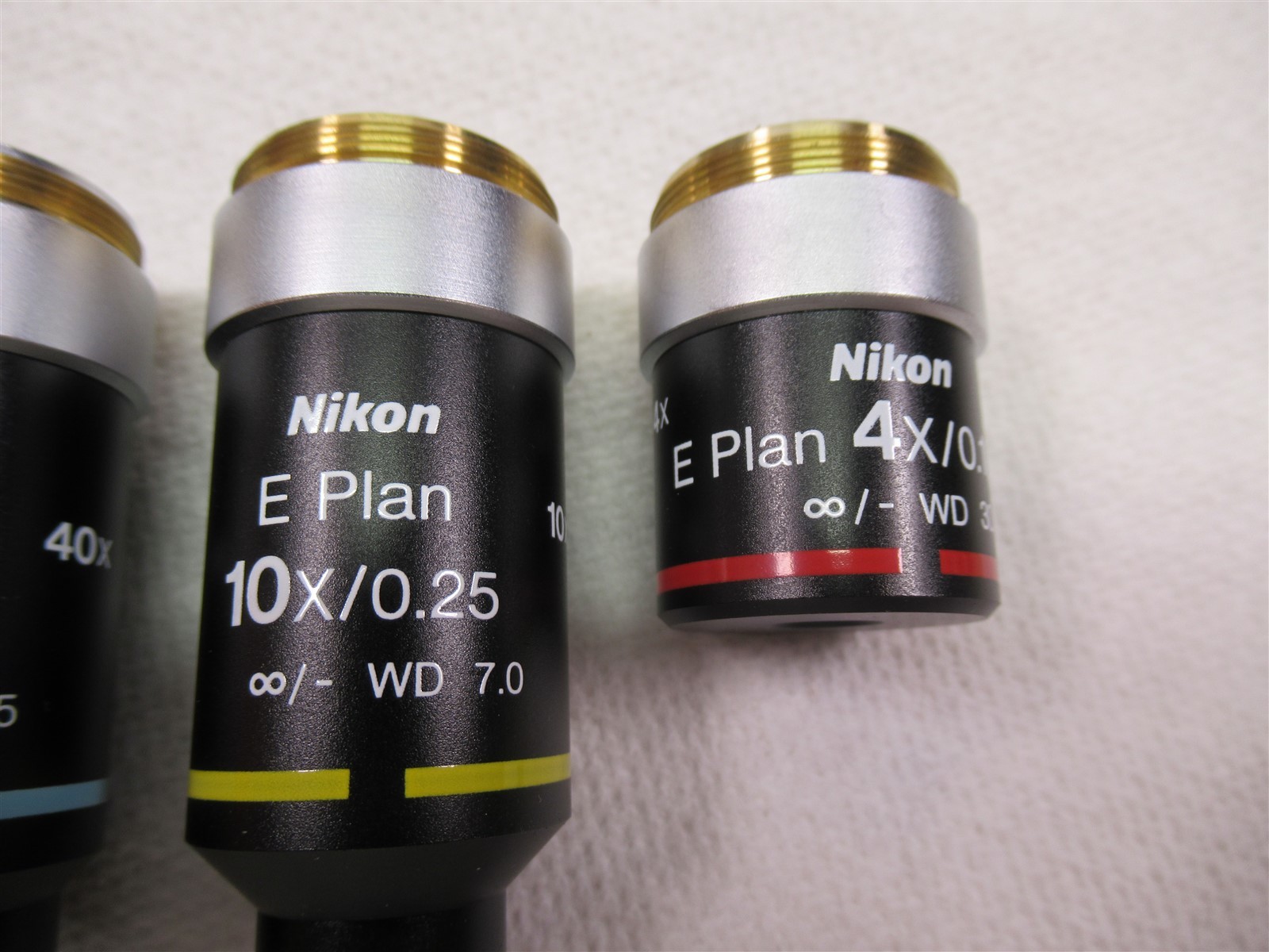 Nikon E Plan Microscope Objective Lenses Lot of 4 100x Oil 40x 10x & 4X Eclipse