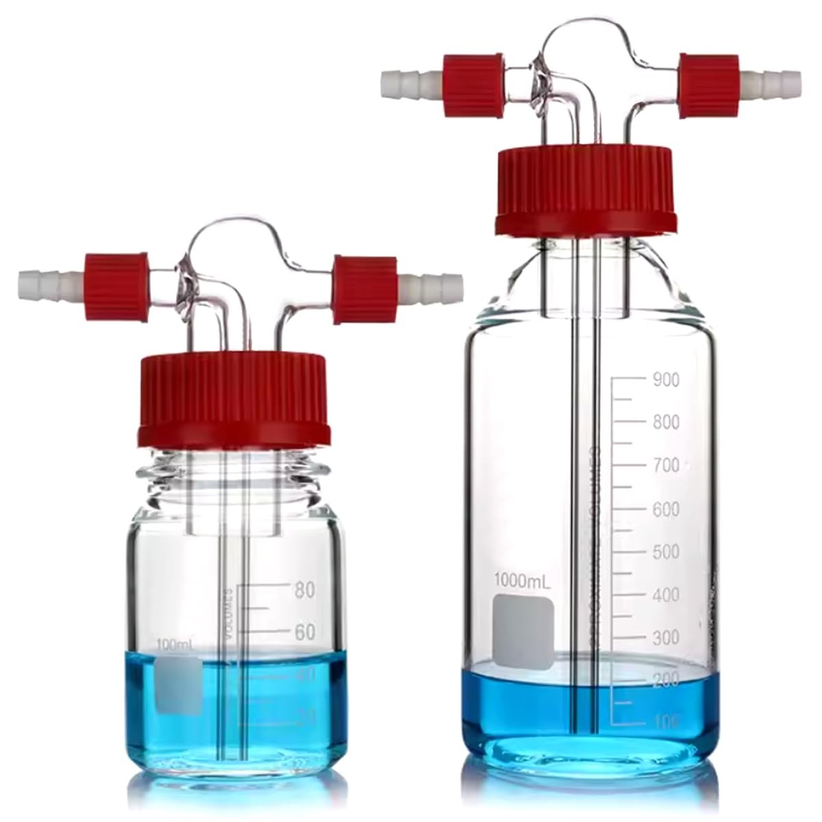 JiaoFengHeng Graduated Gas Washing Bottle - Borosilicate Glass Lab Buffer Bot...