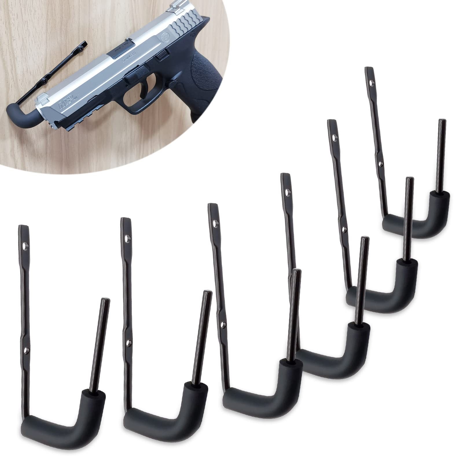 StrongTools Handgun Hanger, Wall Mount Pistol Rack Suitable for Desk or Black