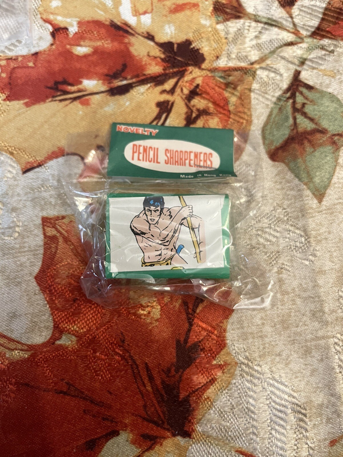 Tarzan VINTAGE NOVELTY PLASTIC PENCIL SHARPENER IN ORIGINAL PACKAGE HONG KONG