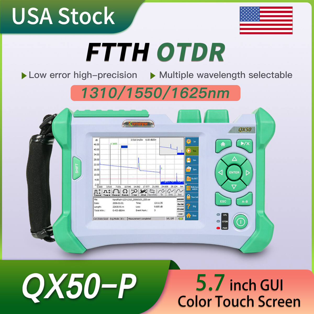 Live PON OTDR 1310/1550/1625nm up 32dB QX50 Fiber OTDR 1:16 Splitter,OTDR Tester