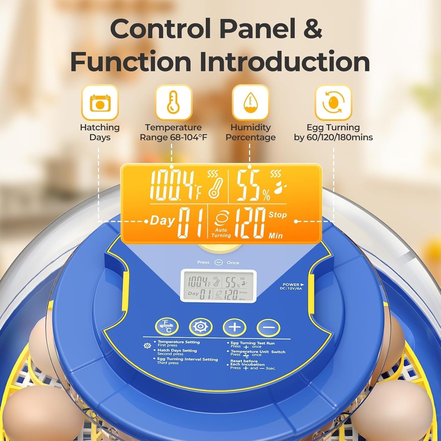 Incubators for Hatching Eggs w/Auto Egg Turning Humidity Temp Control 18 Eggs