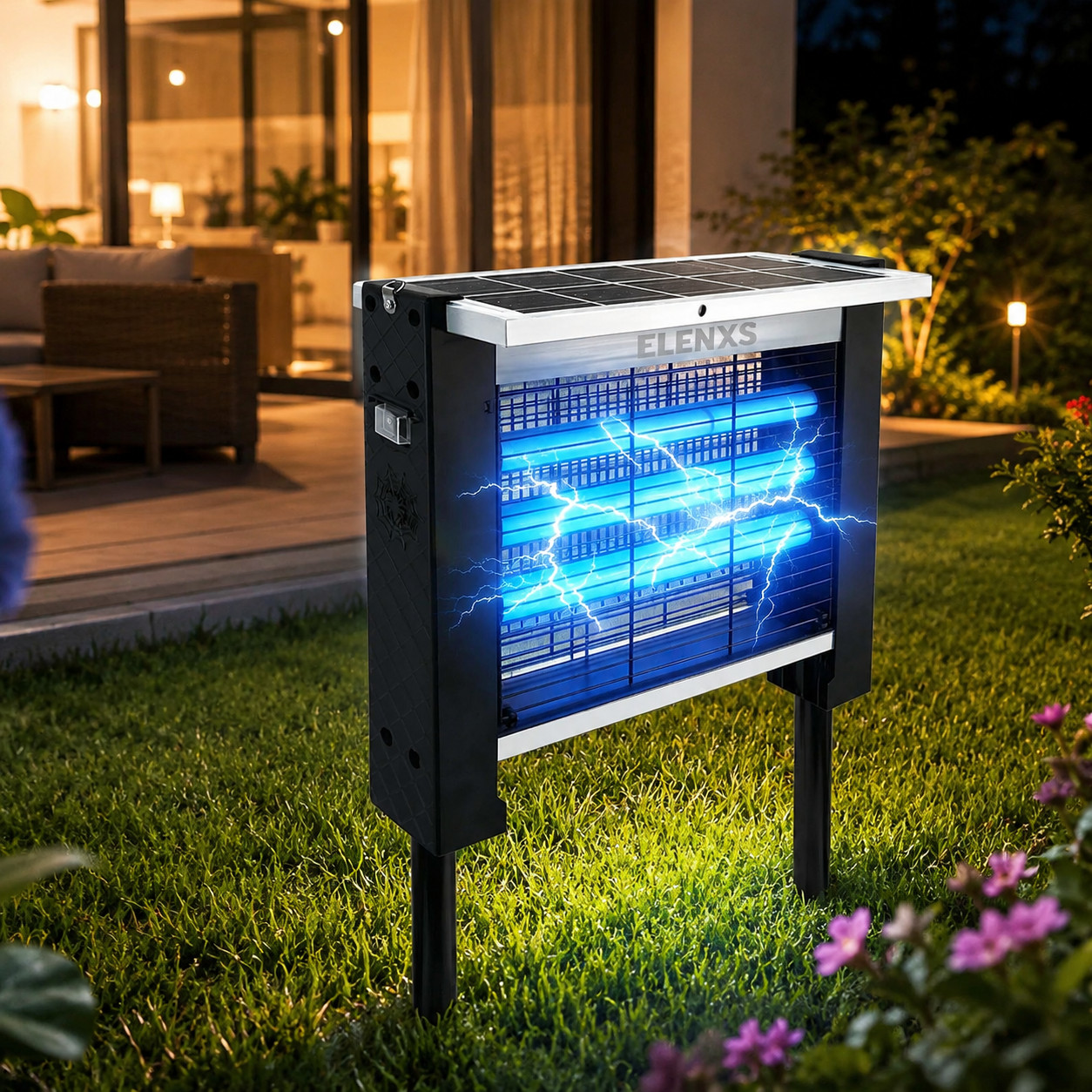 4500V Solar Bug Zapper Outdoor Mosquito Zapper Waterproof Rechargeable Fly Trap