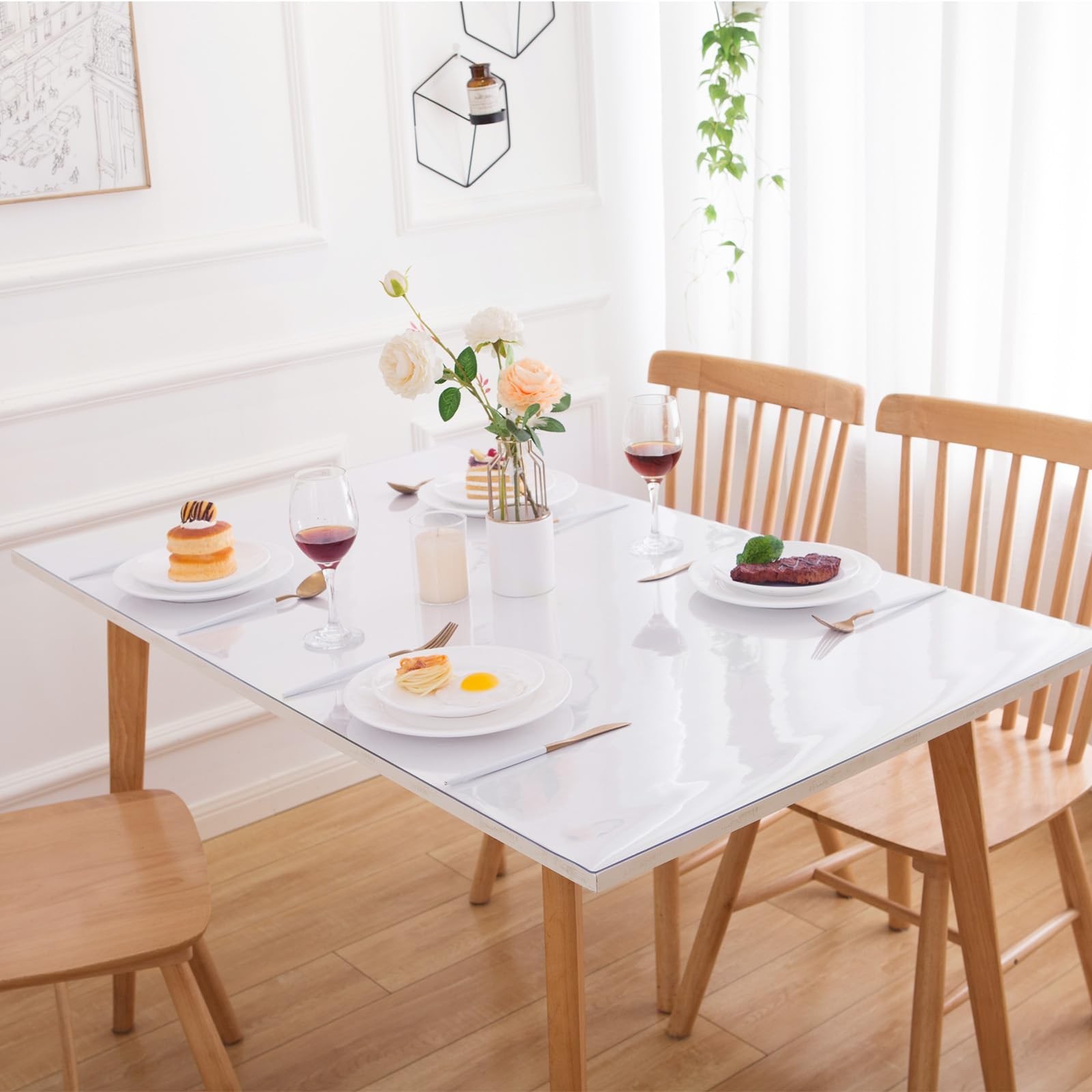 28 x 48 Inch Clear Table Cover Protector, Clear Table Protector for Dining Ro...