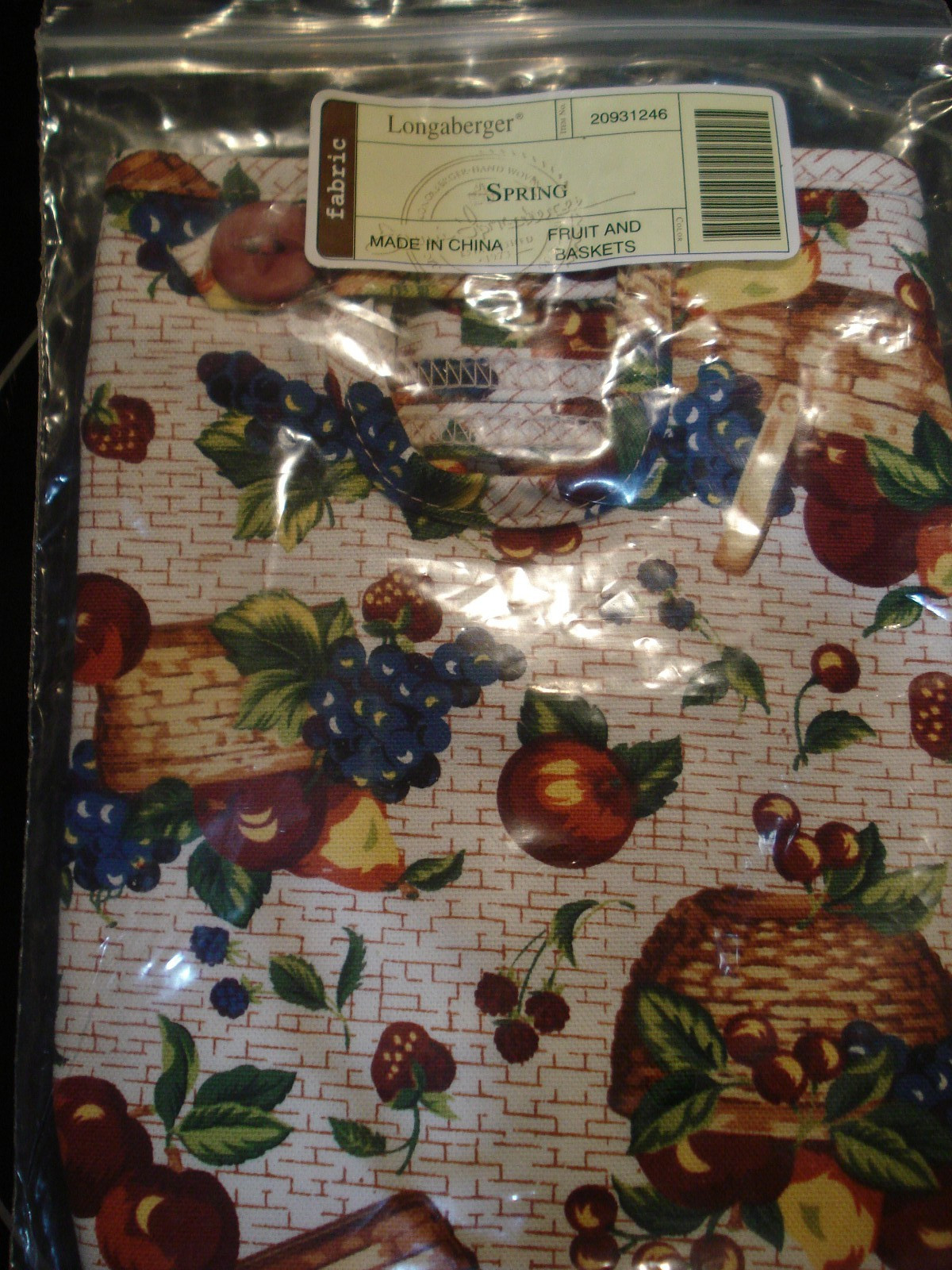 Longaberger  Fruit & Baskets Fabric Liner-choice: Spring/Tea/7" Bowl/11" Bowl