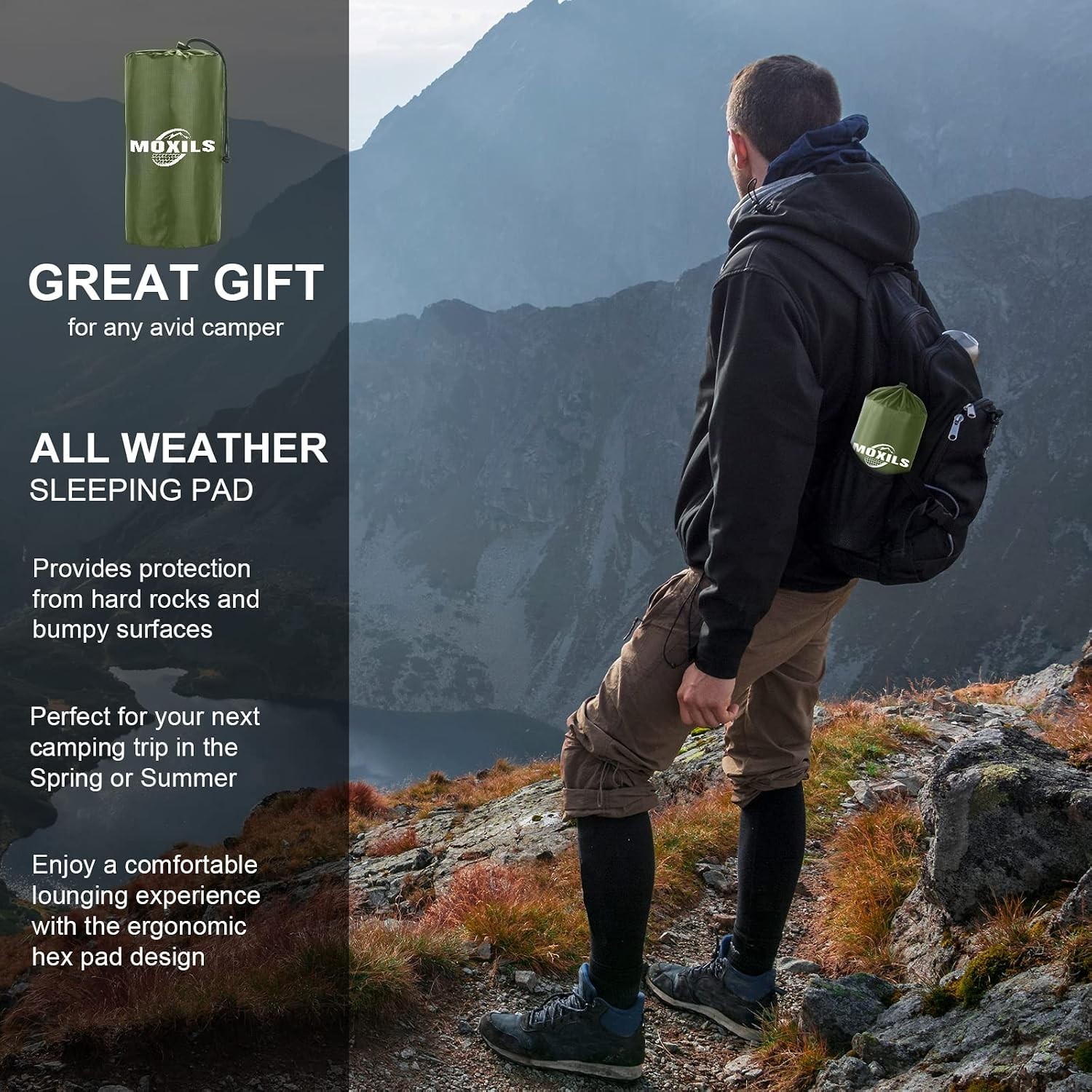 Ultralight Inflatable Sleeping Pad - Built-in Pump, Compact & Waterproof - Green