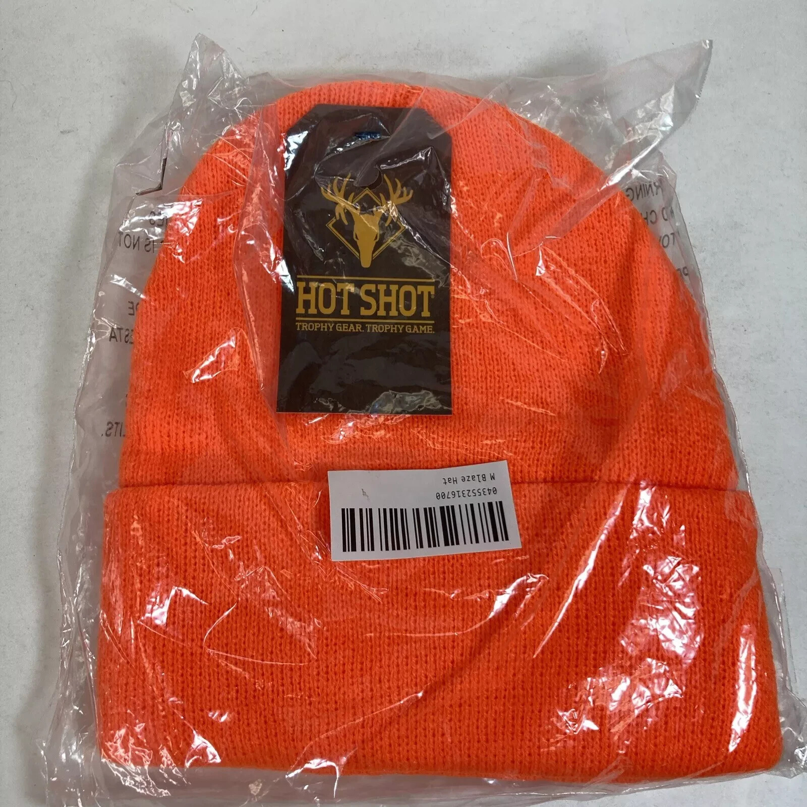 HOT SHOT Men’s Acrylic Cuff Knit Hat Blaze Orange One Size New