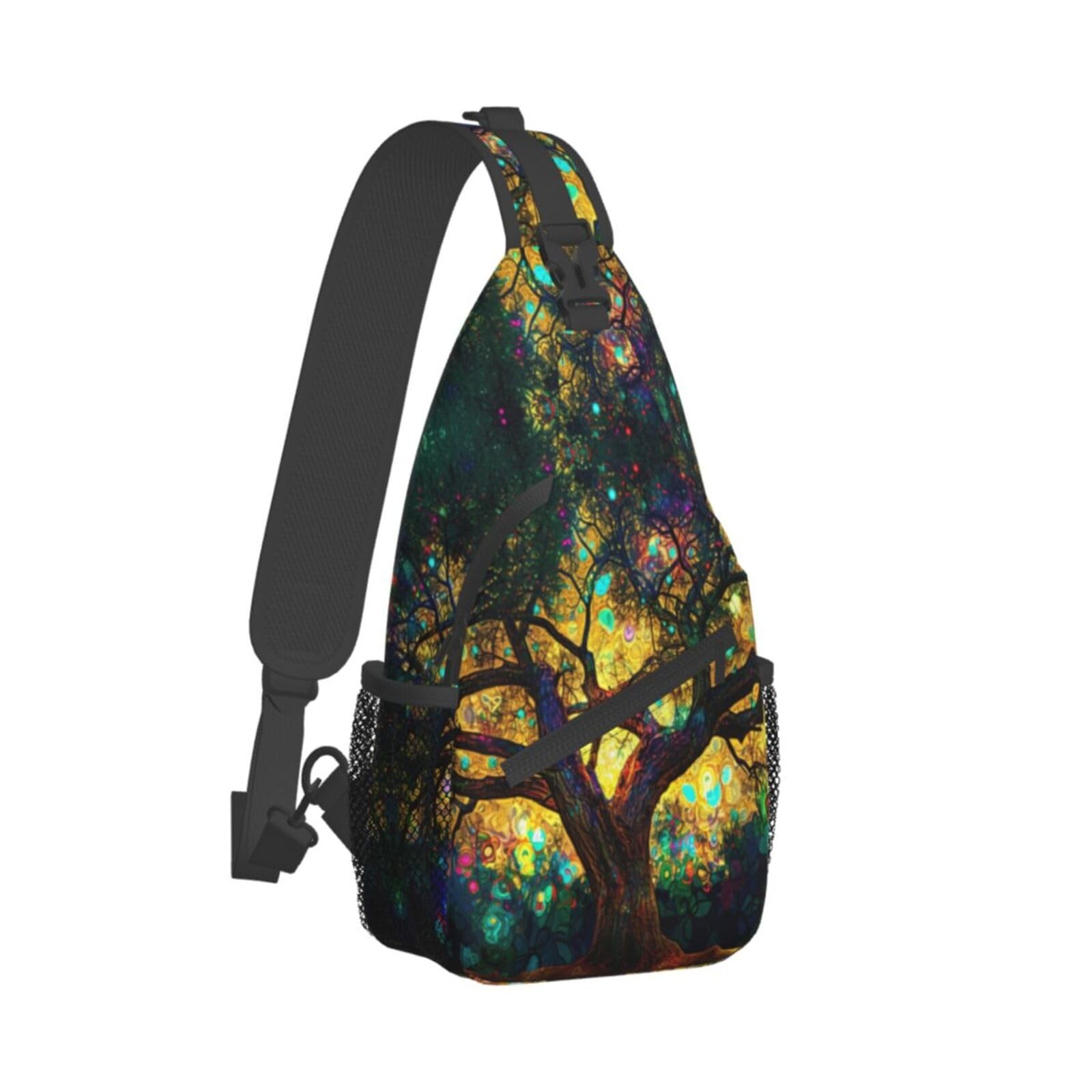 Colorful Trees Sling Hiking Crossbody Backpack Casual Chest Shoulder Bags