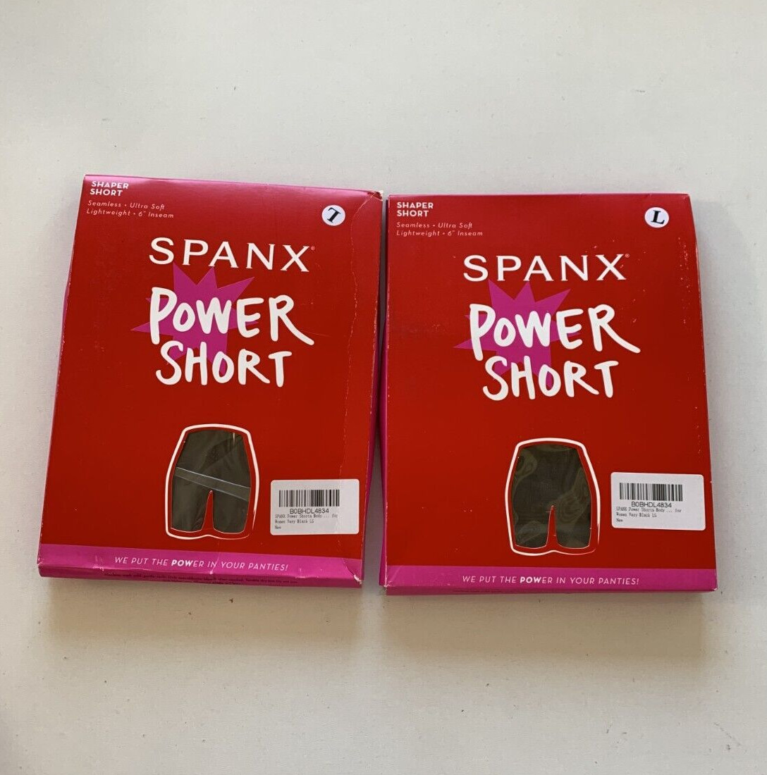 NIB! Lot of 2 Spanx Women's Sz L Power Shorts Seamless Shaper Short Black 6"