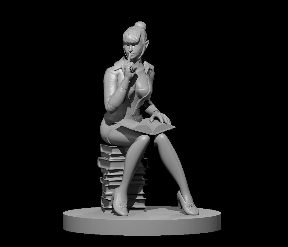 Elven Sexy Librarian Monster Manual 28mm Scale DND D&D Tabletop Mini