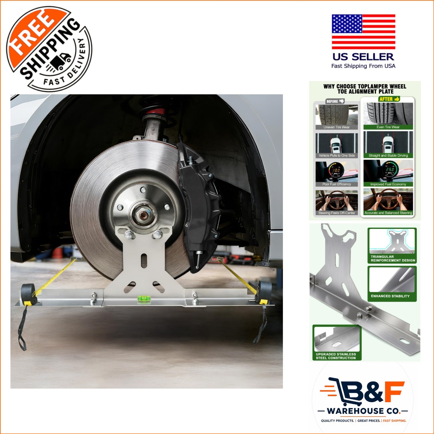 Stainless Steel Wheel Toe Alignment Tool Kit for DIY Garage Use - Compact Design