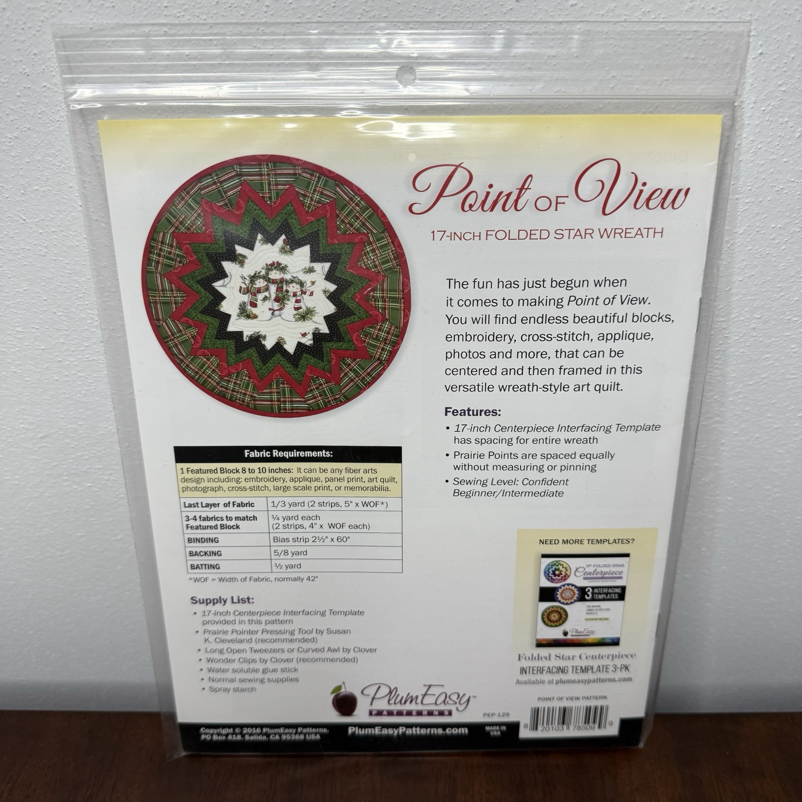 Plum Easy Point of View 17-in Folded Star Wreath Pattern 1 Interfacing Template