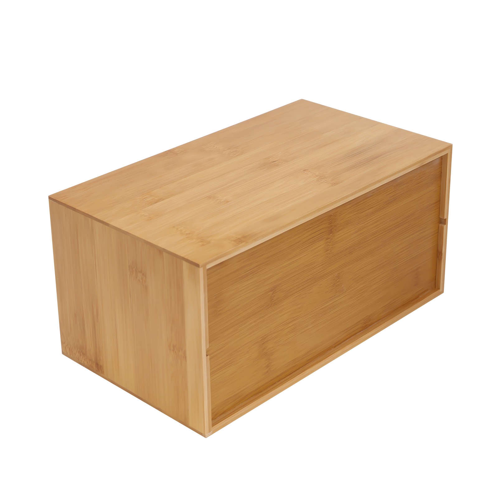 Small Bamboo Organizer for Desk, Tabletop Storage Organization Box with 2 Drawer