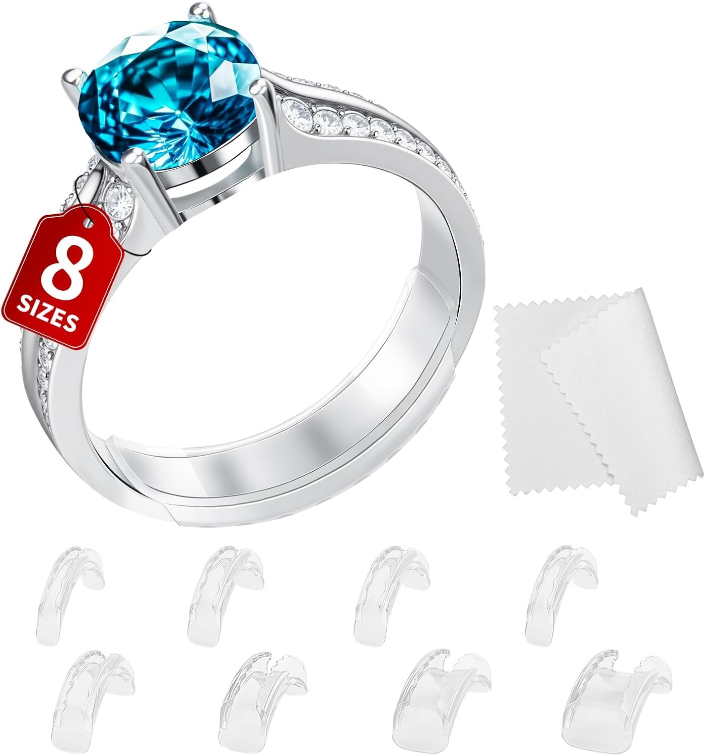 Ring Sizers for Loose Rings - 8 Pack Invisible Guards Resizer for Men and Women,