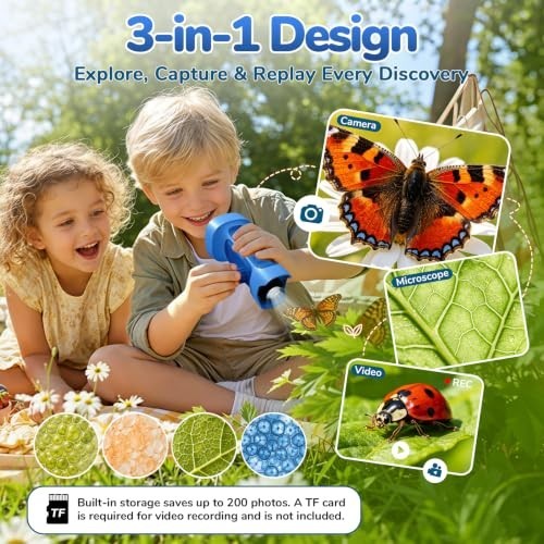1000X Handheld Digital Microscope for Kids with 2.4" IPS Screen | Portable...