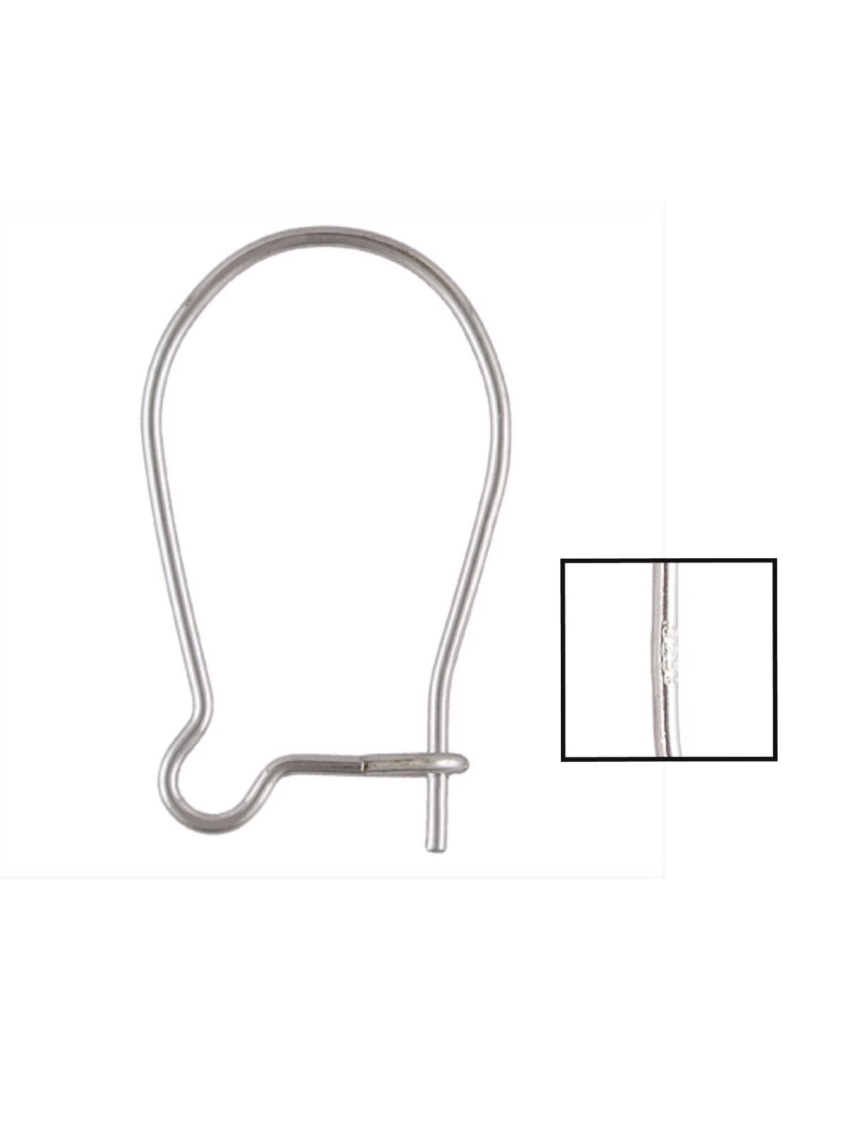 10pcs 925 Sterling Silver 16mm Kidney Ear Wires | Earring Hooks DIY Jewelry |