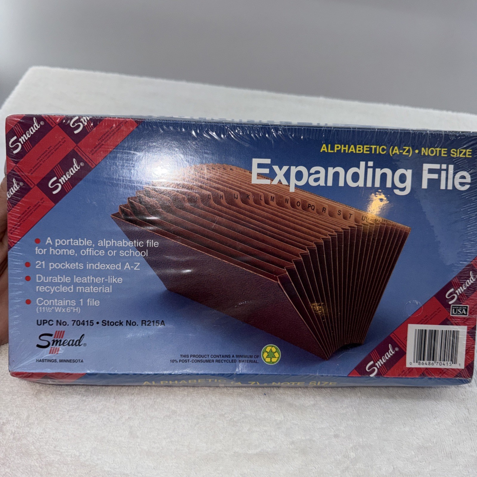 NEW Smead 70415  Note Size 21 Pockets File Organizer Brown Leather Like Finish