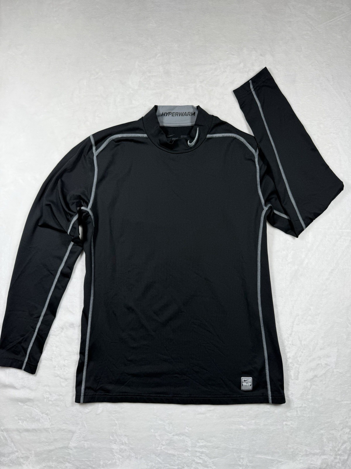 Nike Shirt Mens L Black Pro Combat Hyperwarm Long Sleeve Fitted Thermal Top