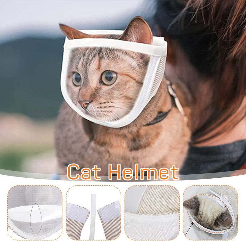 Cat Anti Bite Muzzles Breathable Transparent Cat Helmet Kitten Mask Adjustable