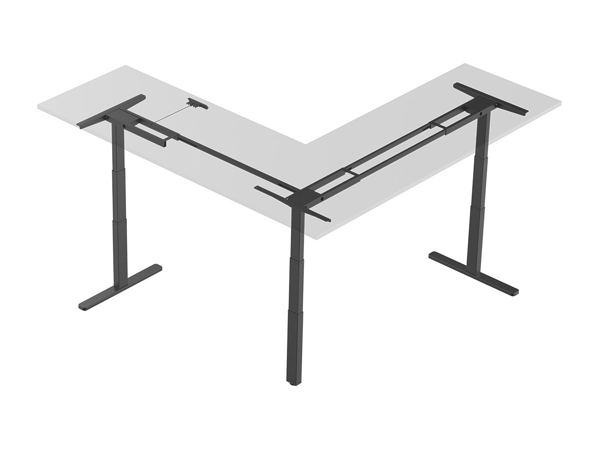 Monoprice Triple Motor Height Adjustable Sit-Stand Corner Desk Frame - Black