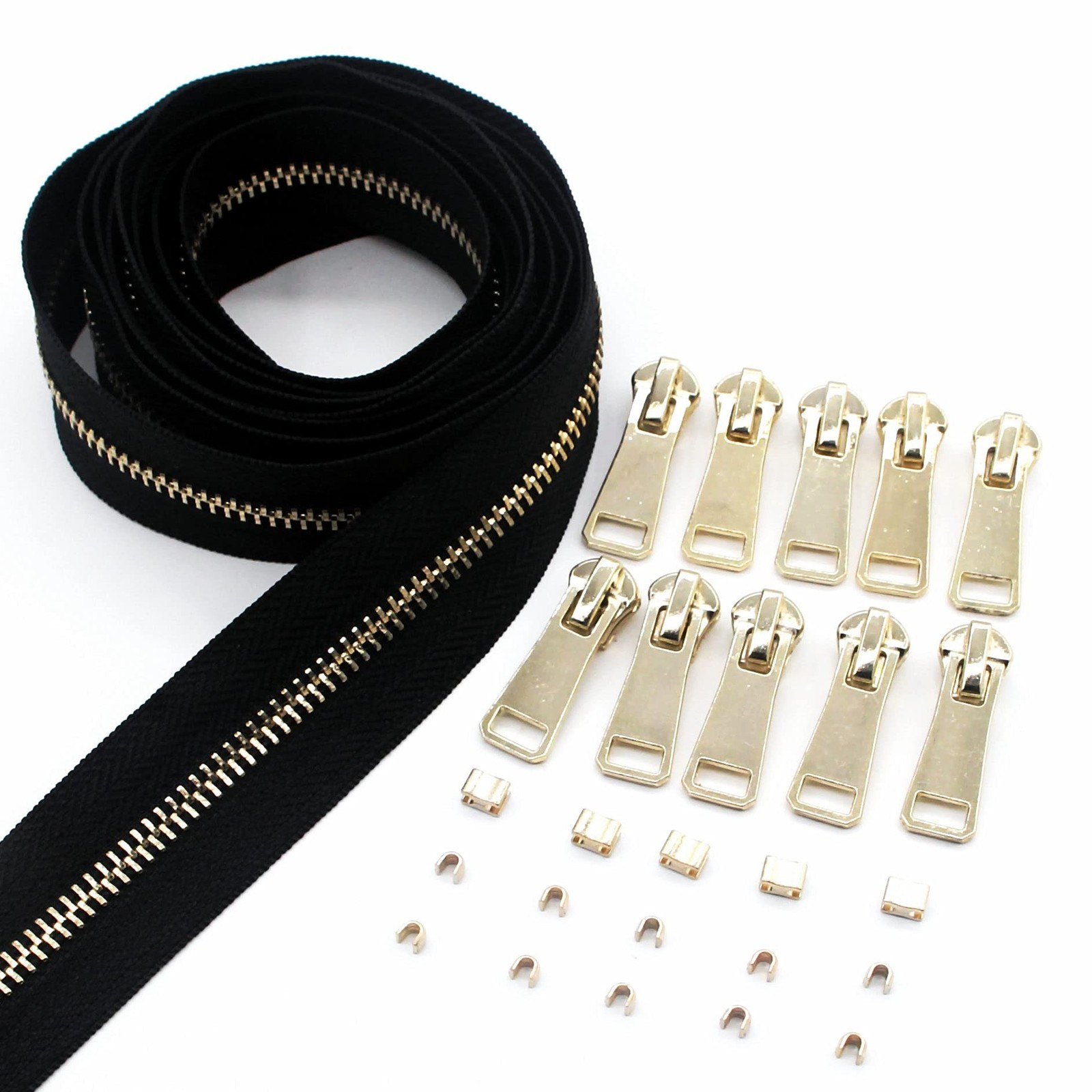 Leekayer #5 Metal Zippers Roll Bulk 2 Yards Black Zipper by The Yards with 10...