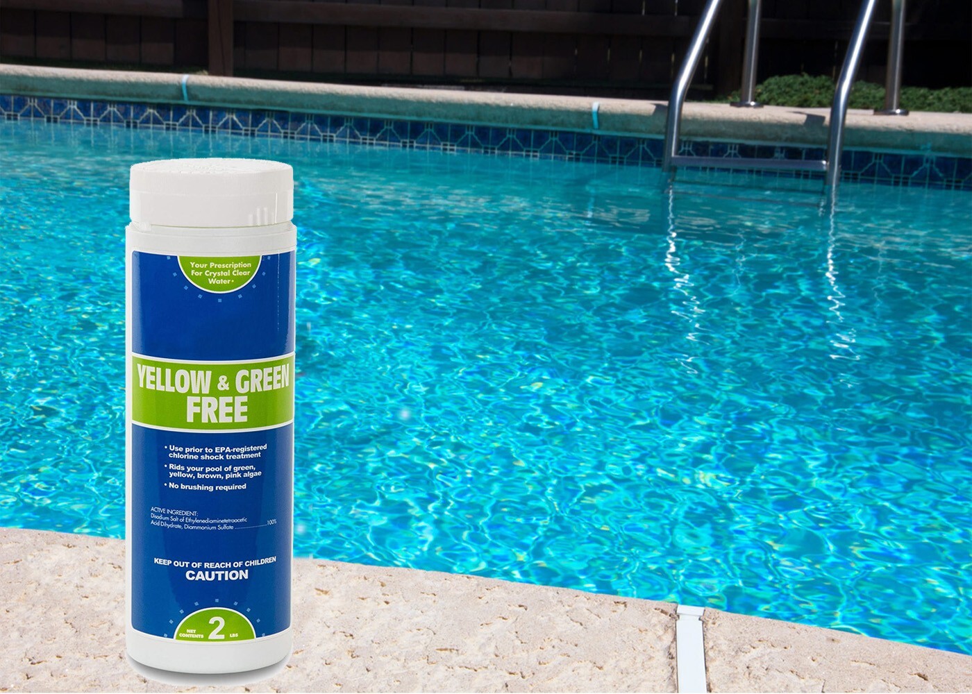 Yellow & Green to Clear Swimming Pool Algaecide Chemical Remover - 2 lb Bottle