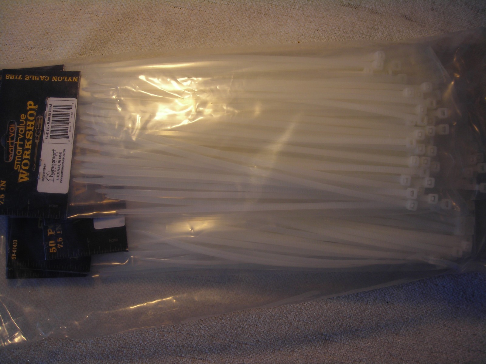 6 Pack - Smart Value Plastic Ties 50pc x3 - 7.5 inch 300pc total WHITE