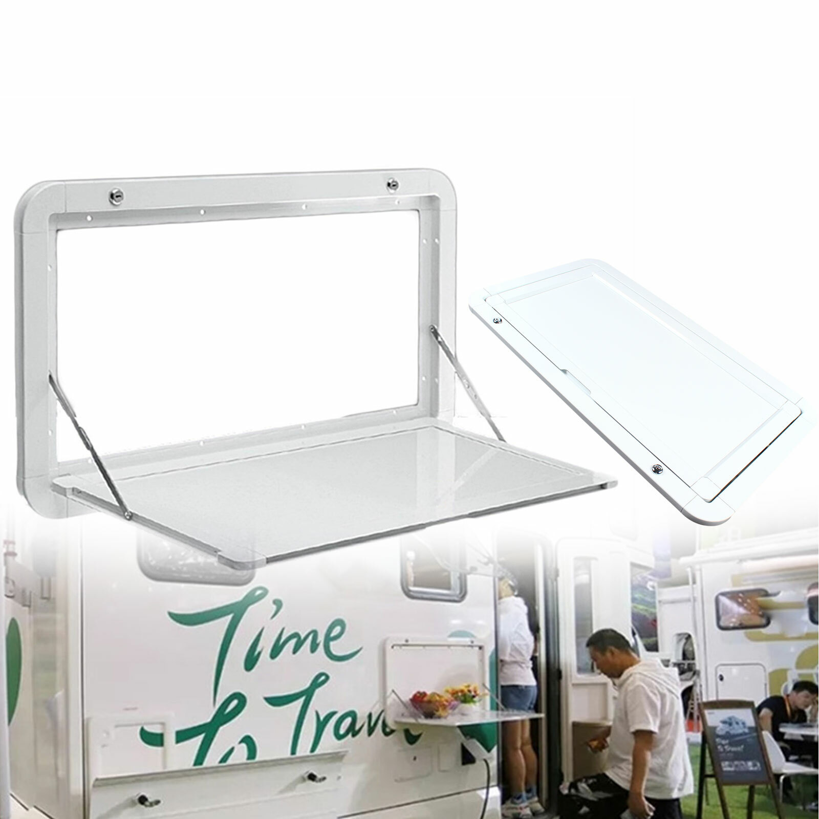800 x 450mm RV Caravan External Folding Wall Mount Camping Table Aluminum Alloy]
