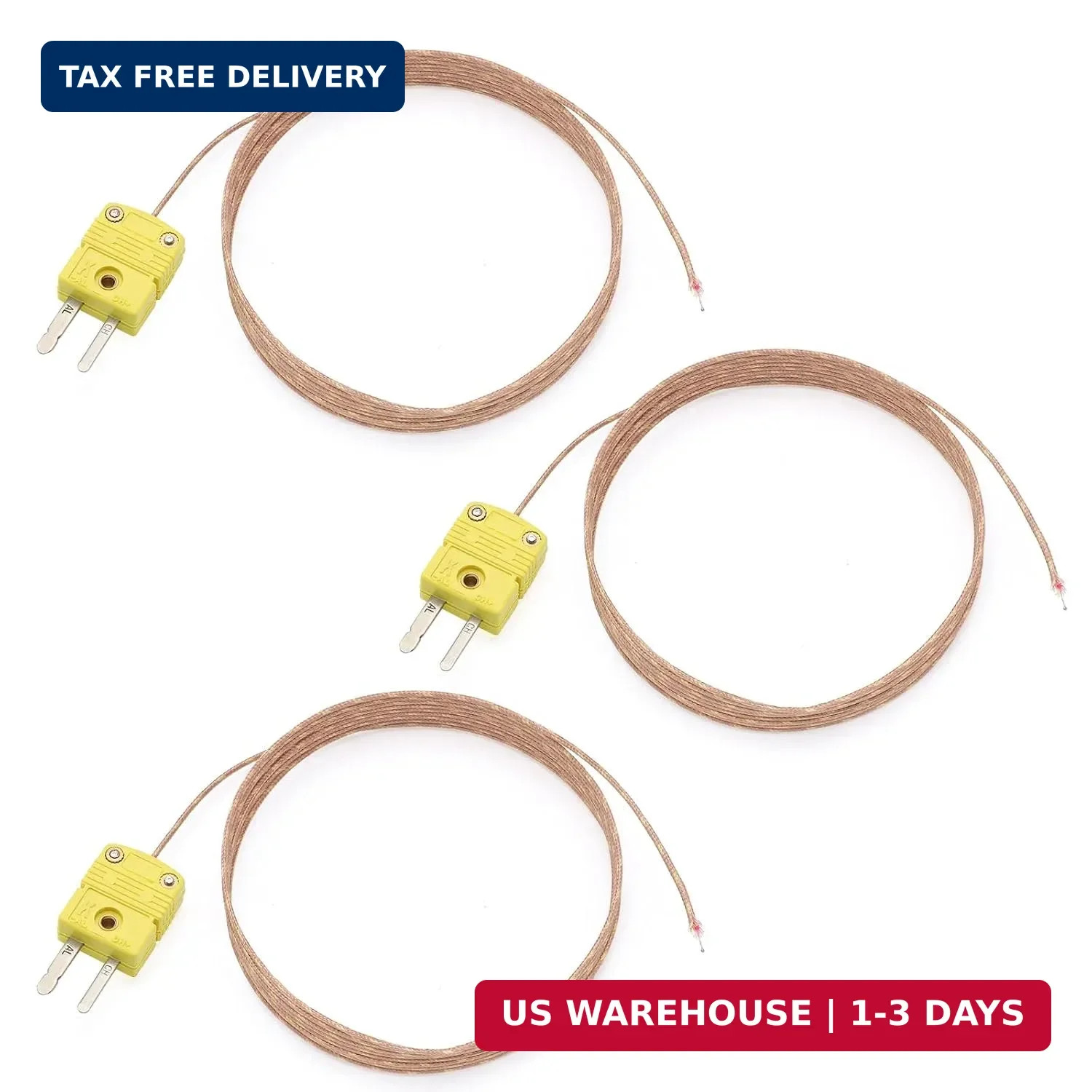 3 Pack K Type Thermocouple Probe - High Accuracy Type K Temperature Probes & Sen